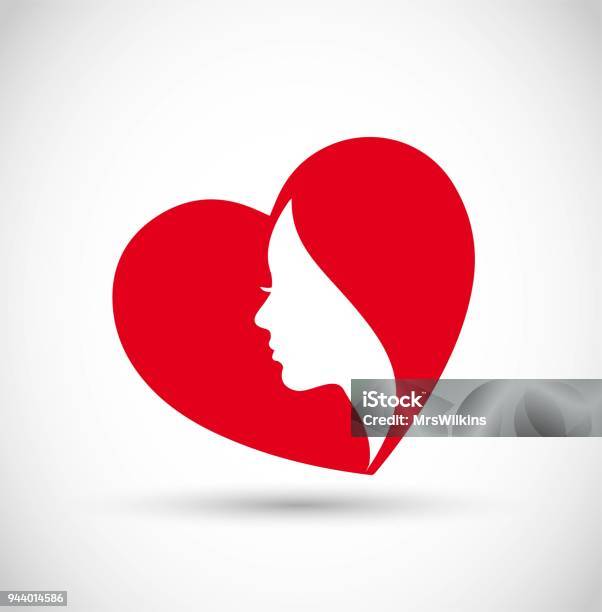 love symbol heart with female face sign vector icon symbol